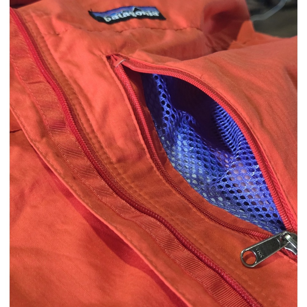 Vintage 98 Patagonia Women's S Red Windbreaker light Jacket Full Zip Blue Collar - Picture 3 of 7